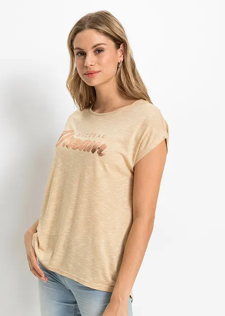 Lång topp med upphöjt tryck, bonprix