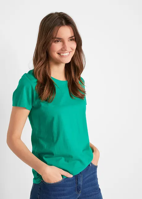 T-shirt med rund halsringning (5-pack), kortärmad, bonprix