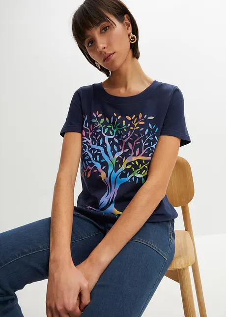 T-shirt med tryck i ekologisk bomull, bonprix
