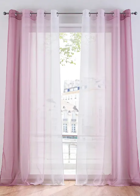 Gardin med färgskiftning i återvunnen polyester (2-pack), bonprix
