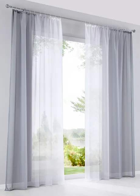 Gardin med färgskiftning i återvunnen polyester (2-pack), bonprix
