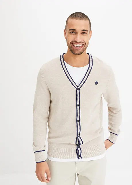 Finstickad cardigan med återvunnen bomull, bonprix