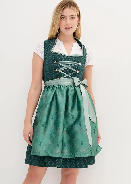 Knälång dirndl med ståkrage (2 delar), bonprix