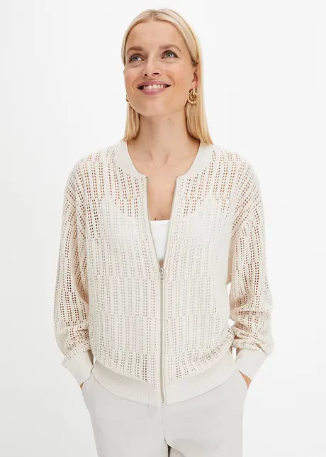 Hålmönstrad cardigan, bonprix