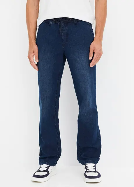 Dra på-jeans med bekvämt snitt, Regular Fit, Straight, bonprix