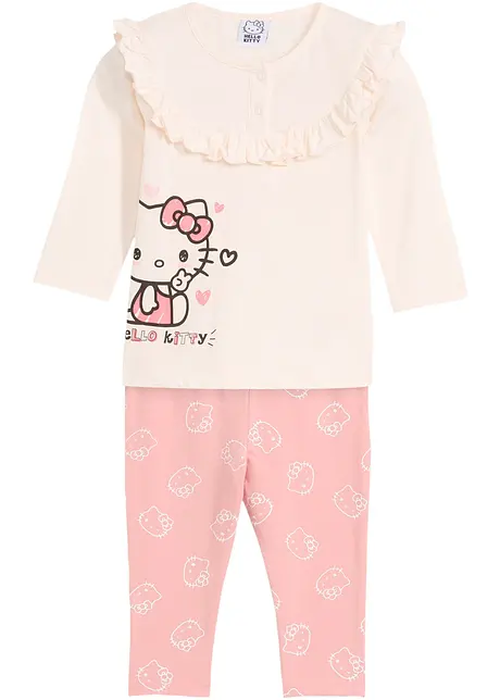 Hello Kitty långärmad topp + leggings av bomull för bebisar  (2 delar), bonprix