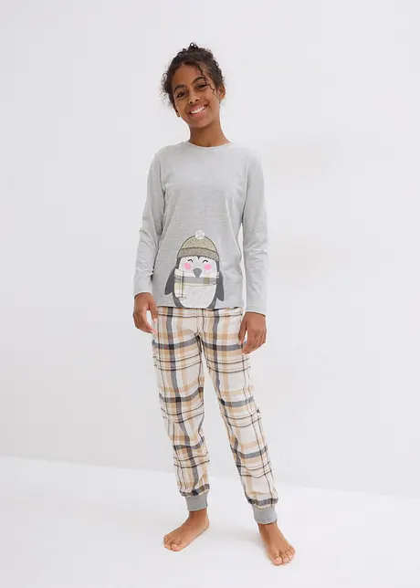 Barnpyjamas med flanellbyxa (2 delar), bonprix