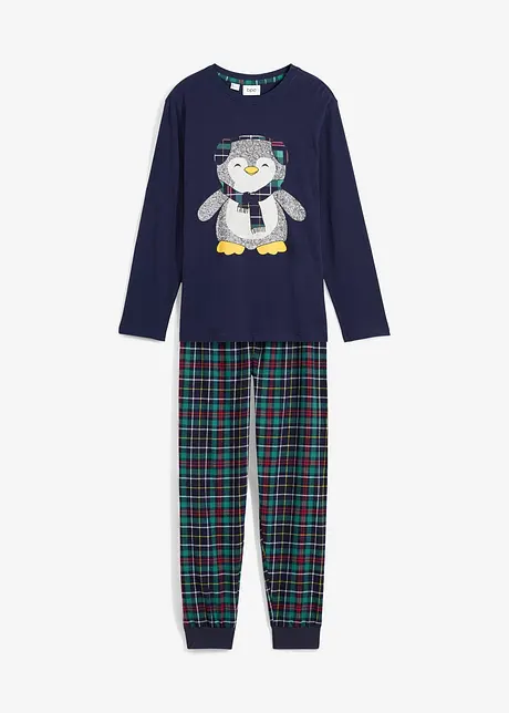 Barnpyjamas med flanellbyxa och ekologisk bomull (2 delar), bonprix