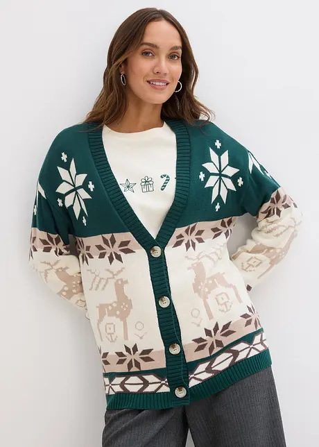 Cardigan med julmotiv, bonprix