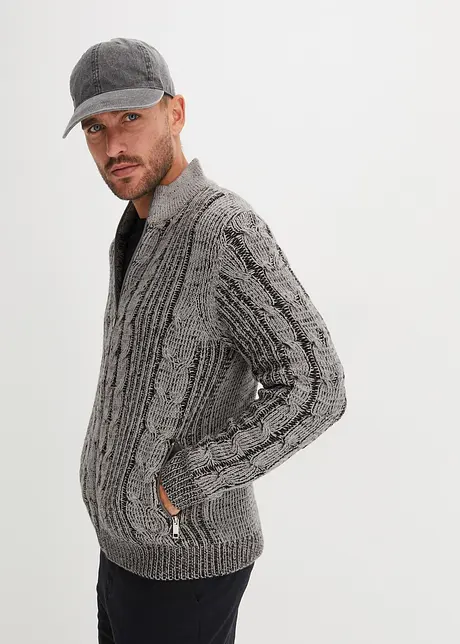 Cardigan med flätstickning, bonprix