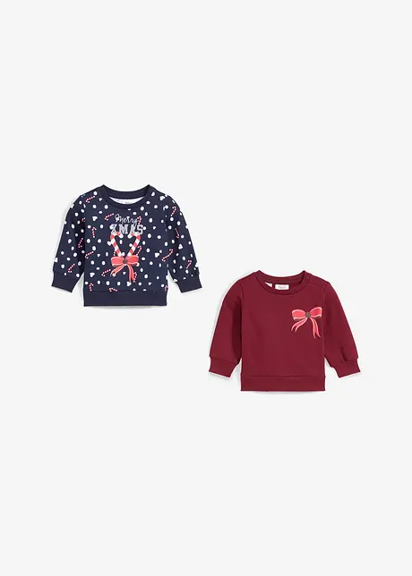 Sweatshirt med julmotiv för bebisar (2-pack), bonprix