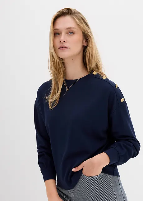 Sweatshirt med knappar, bonprix