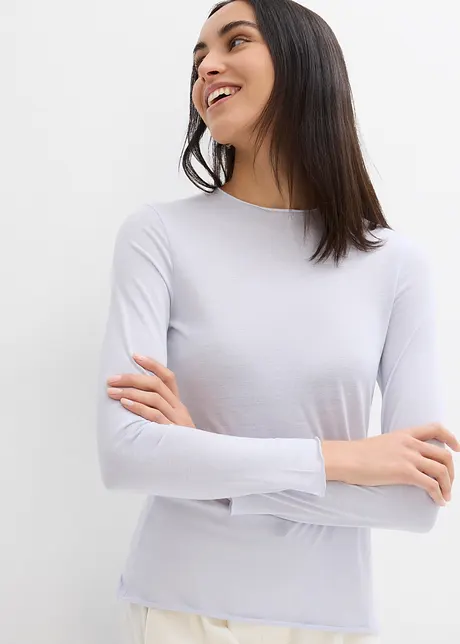 Långärmad topp i halvtransparent material, bonprix
