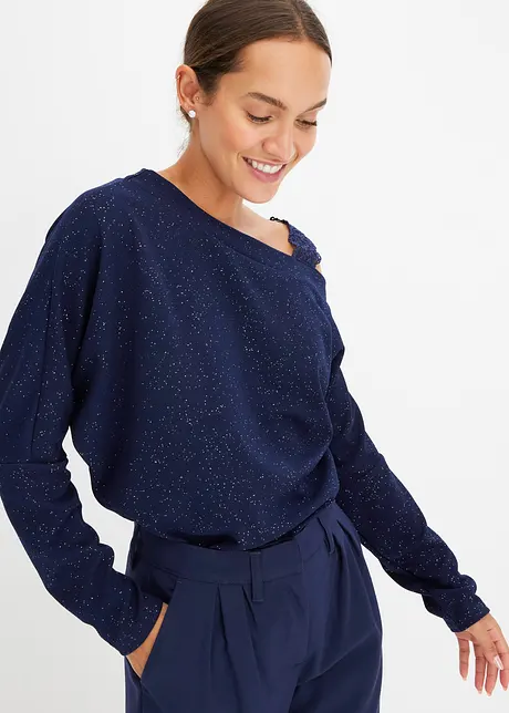 One shoulder-topp med glittereffekt, bonprix