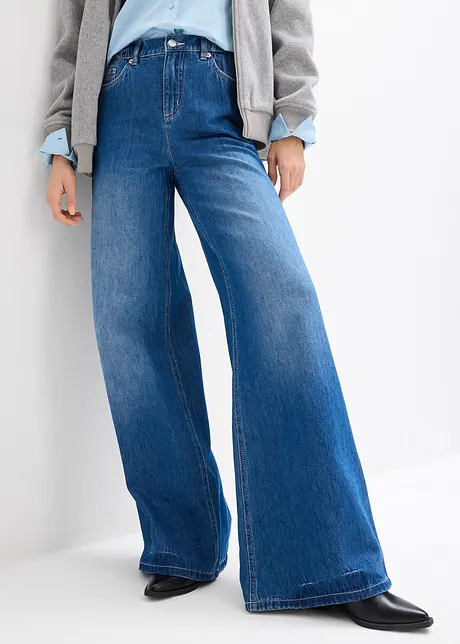 Jeans med vida ben och hög midja, bonprix