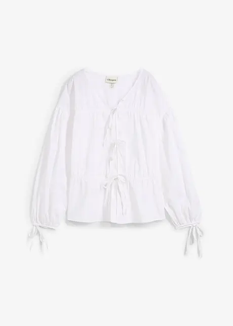 Blus med knytband, bonprix