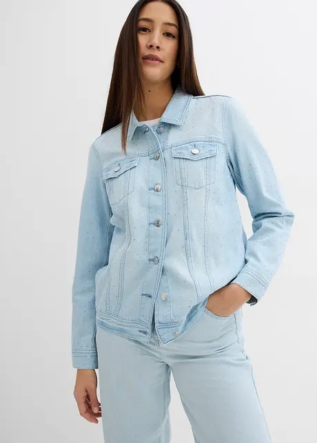 Jeansjacka med strass, bonprix