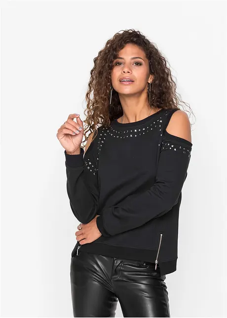 Sweatshirt med utsnitt och nitdetaljer, RAINBOW