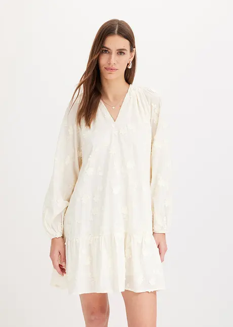 Klänning med blomapplikation, bonprix