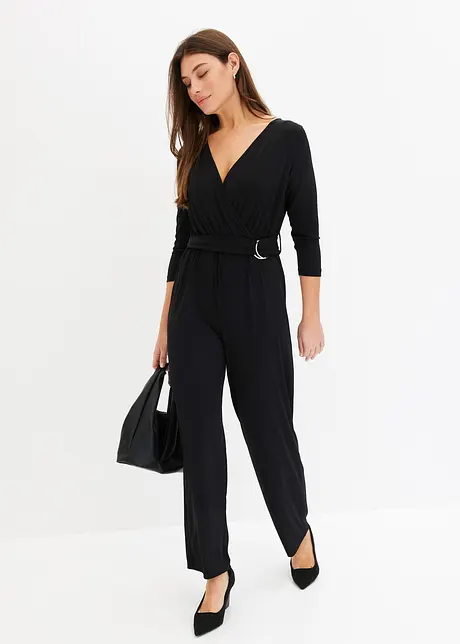 Jumpsuit med 3/4-ärmar och skärp, bonprix