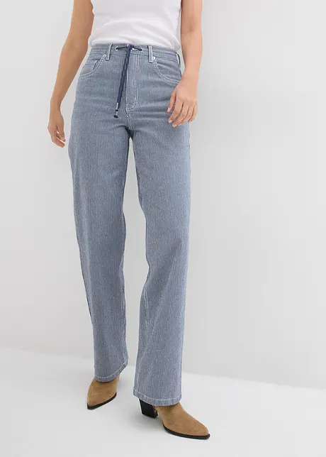 Straight Jeans, High Waist, med ränder, bonprix