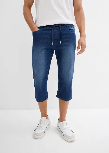 Regular Fit 3/4-jeans i dra på-modell av tunn denim, Straight (2-pack), bonprix