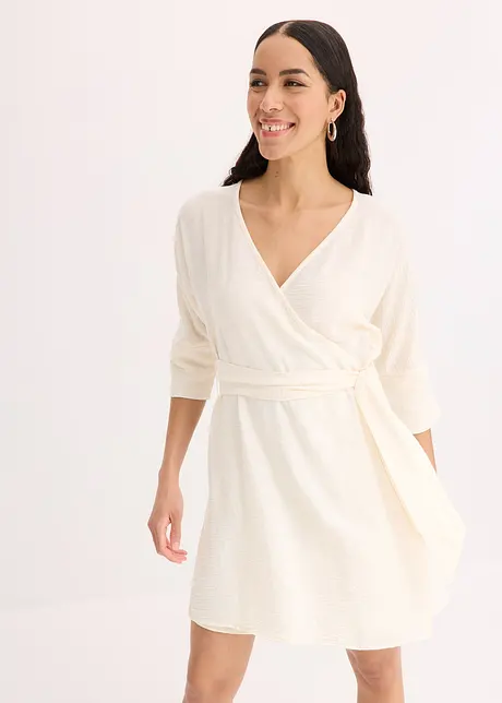 Miniklänning med omlottlook och skärp, bonprix