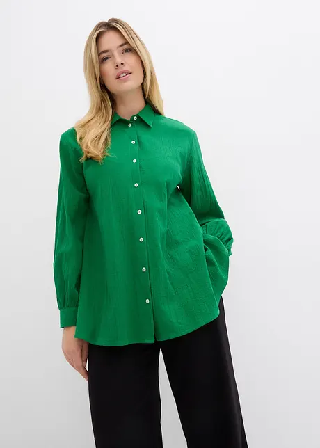 Lång vid blus i ren bomull, bonprix