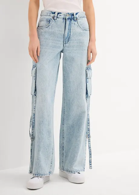 Cargo jeans med medelhög midja, bonprix