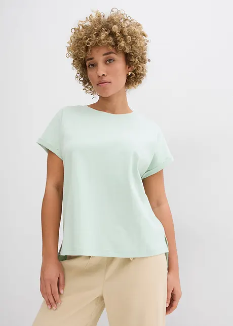 T-shirt av kraftig bomullsjersey med längre bakstycke, bonprix