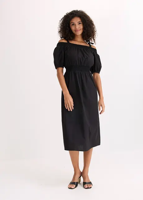 Off shoulder-klänning av ekologisk bomull, bonprix