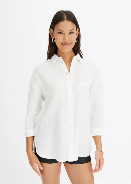 Skjortblus i muslin, bonprix