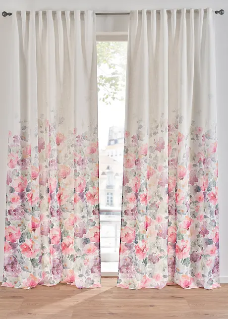 Gardinlängd med blommönster (1-pack), bonprix
