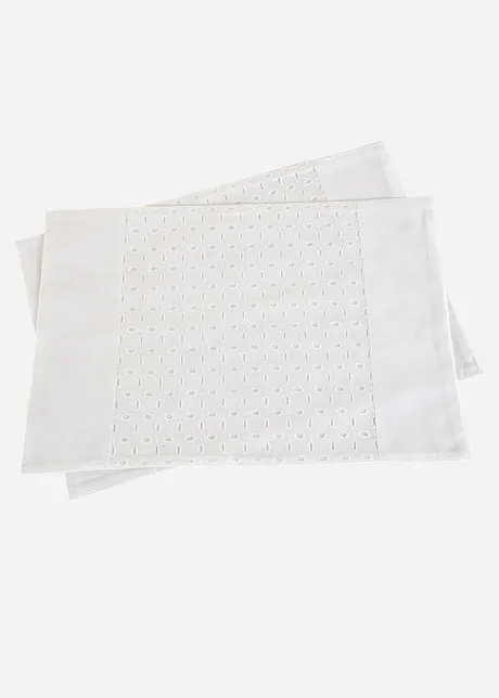 Bordstablett med broderi i ekologisk bomull (2-pack), bonprix