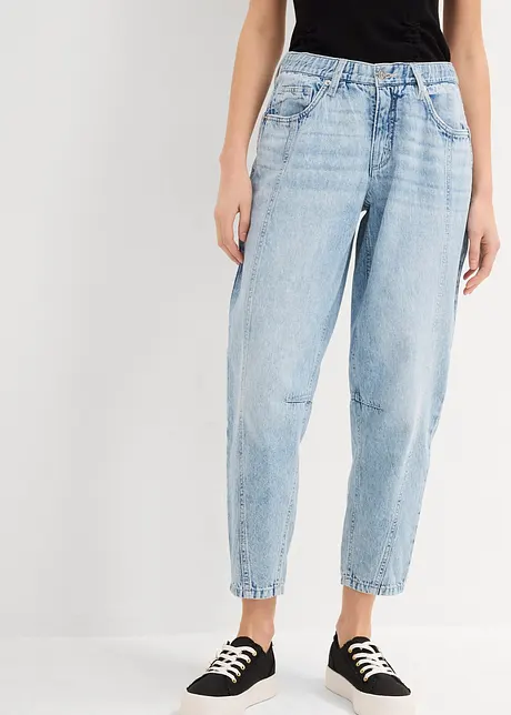 Barrel Jeans Mid Waist med bekväm midja, cropped, bonprix