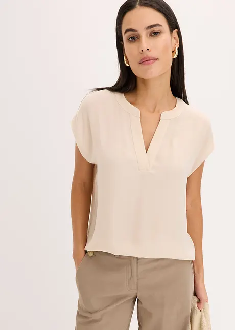 Ledig satinblus med överskurna ärmar, bonprix