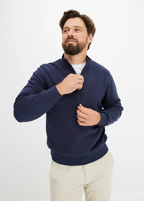 Sweatshirt med krage och kort dragkedja, bonprix