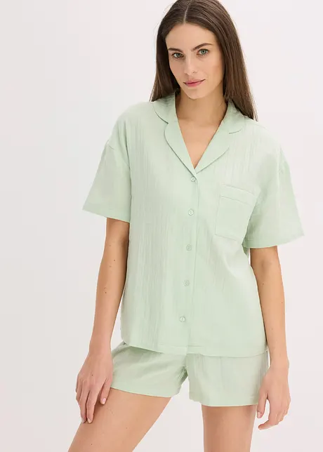 Muslinpyjamas med shorts och knappslå, bonprix