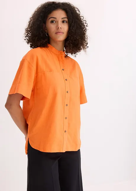 Skjortblus i tunn bomullsmix, bonprix