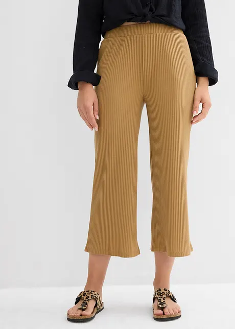 Ribbstickad jerseybyxa med bekväm midja, bonprix