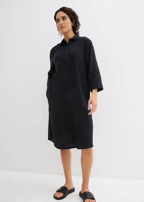 Skjortklänning av mjuk bomullsmuslin, bonprix