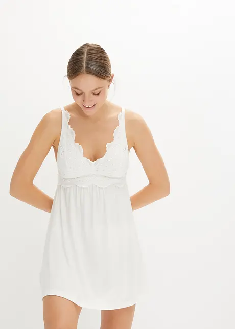 Negligé i viskos med snyggt hålbroderi, bonprix