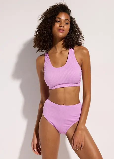 Ribbstickad bikini med BH-topp (2 delar), bonprix