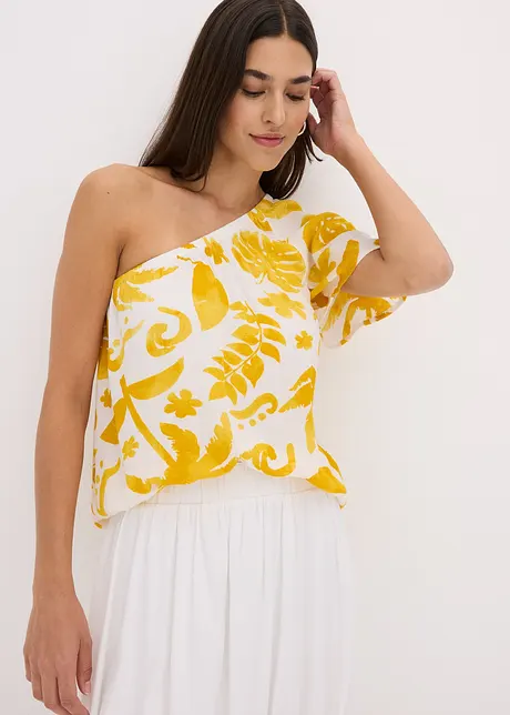 Blus i one-shoulder-modell av viskos med struktur, bonprix