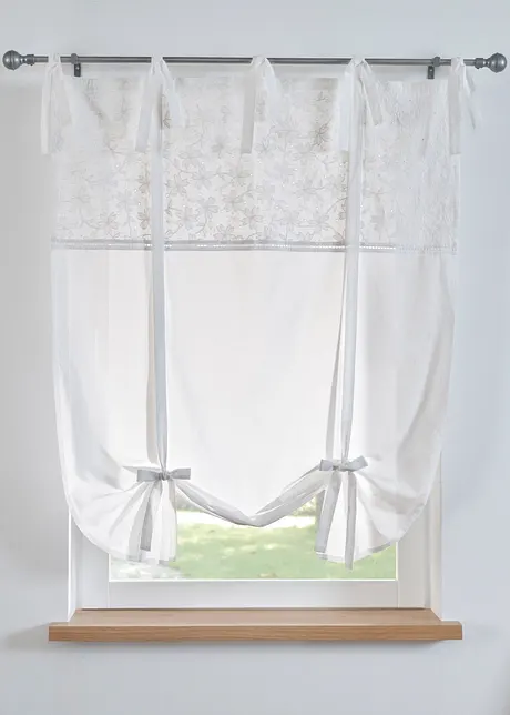 Hissgardin med knytband och broderi, bonprix