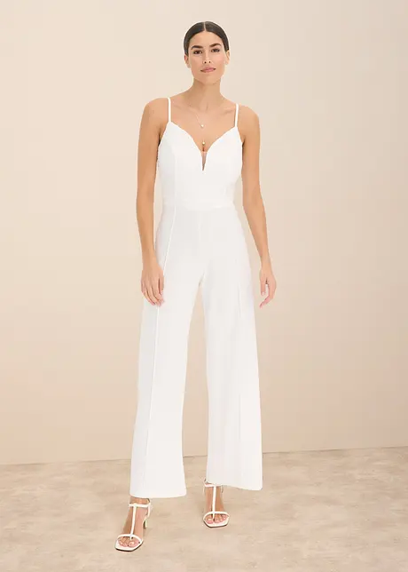 Jumpsuit med spets och smala axelband, bonprix