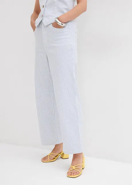 Wide Leg Cropped jeans med hög midja, bonprix