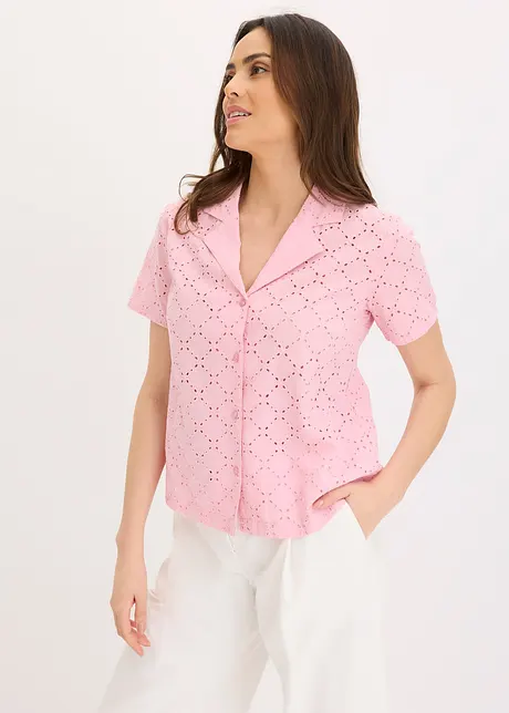 Moderiktig blus med hålbroderi, bonprix