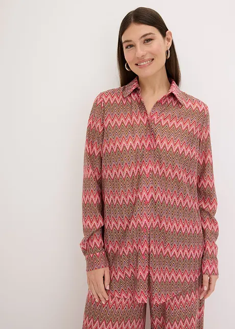 Lång blus med virkad look, bonprix