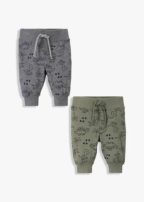 Trikåbyxa för bebisar (2-pack), ekologisk bomull, bonprix